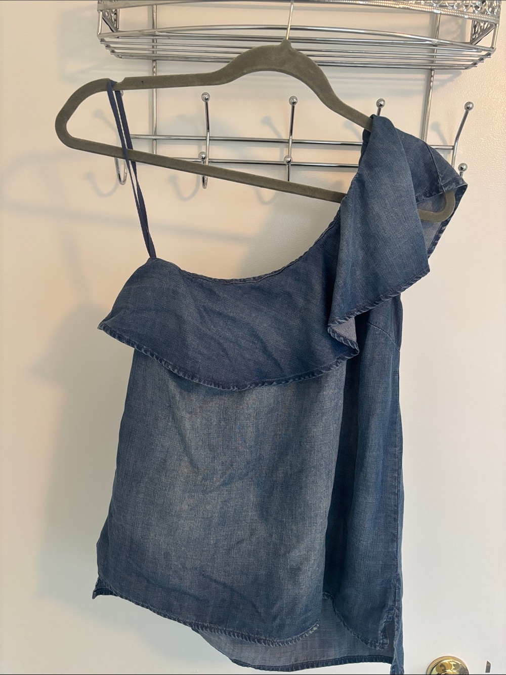Cloth and Stone One-Shoulder Blue Top
